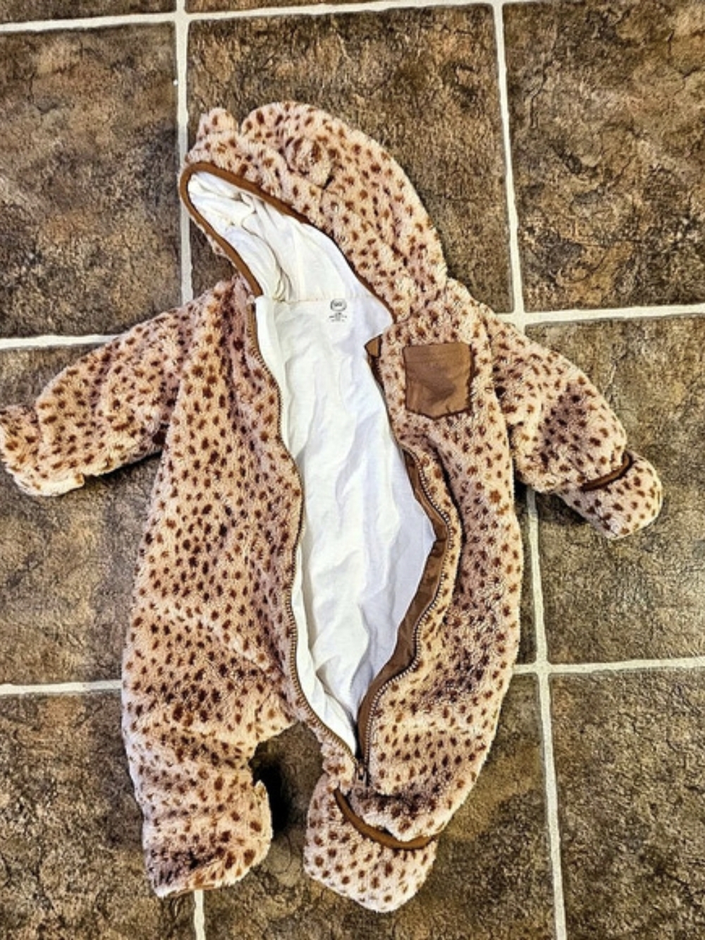 Wonder Nation Sherpa Leopard Bunting Snowsuit Brown & Pink Baby 3M